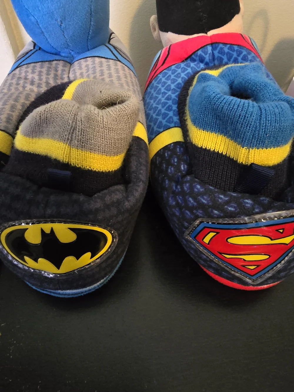 DC Comics Boys' Superman and Batman Plush Slip-On Slippers